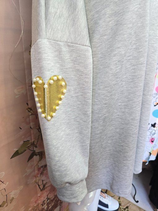 Pull à perle coeur